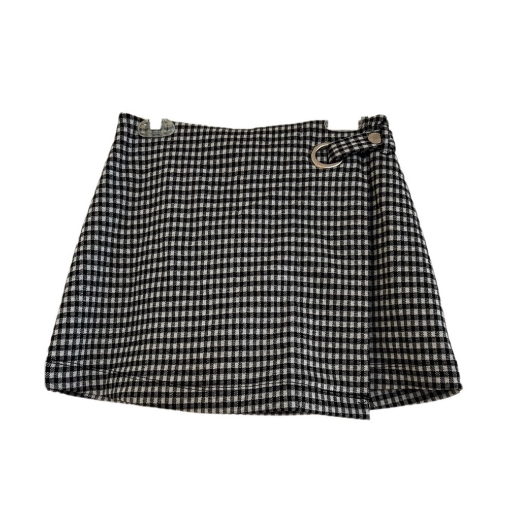 JUSTICE Black and White Gingham A-Line Skirt/Skort